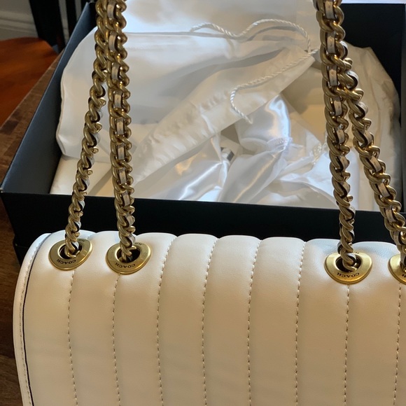 Madison Shoulder Bag with Quilting (Brass/Chalk) - Picture 5 of 9